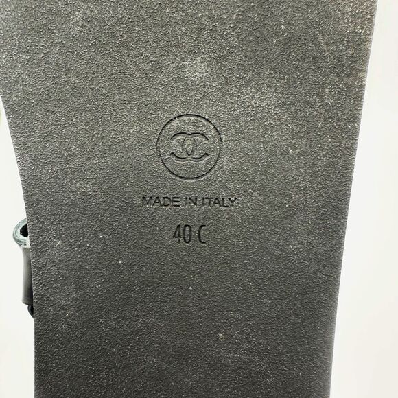 CHANEL 2022 Black Chain Interlocking CC Dad Sandals Size 40 Open Toe Slingback - Picture 13 of 15